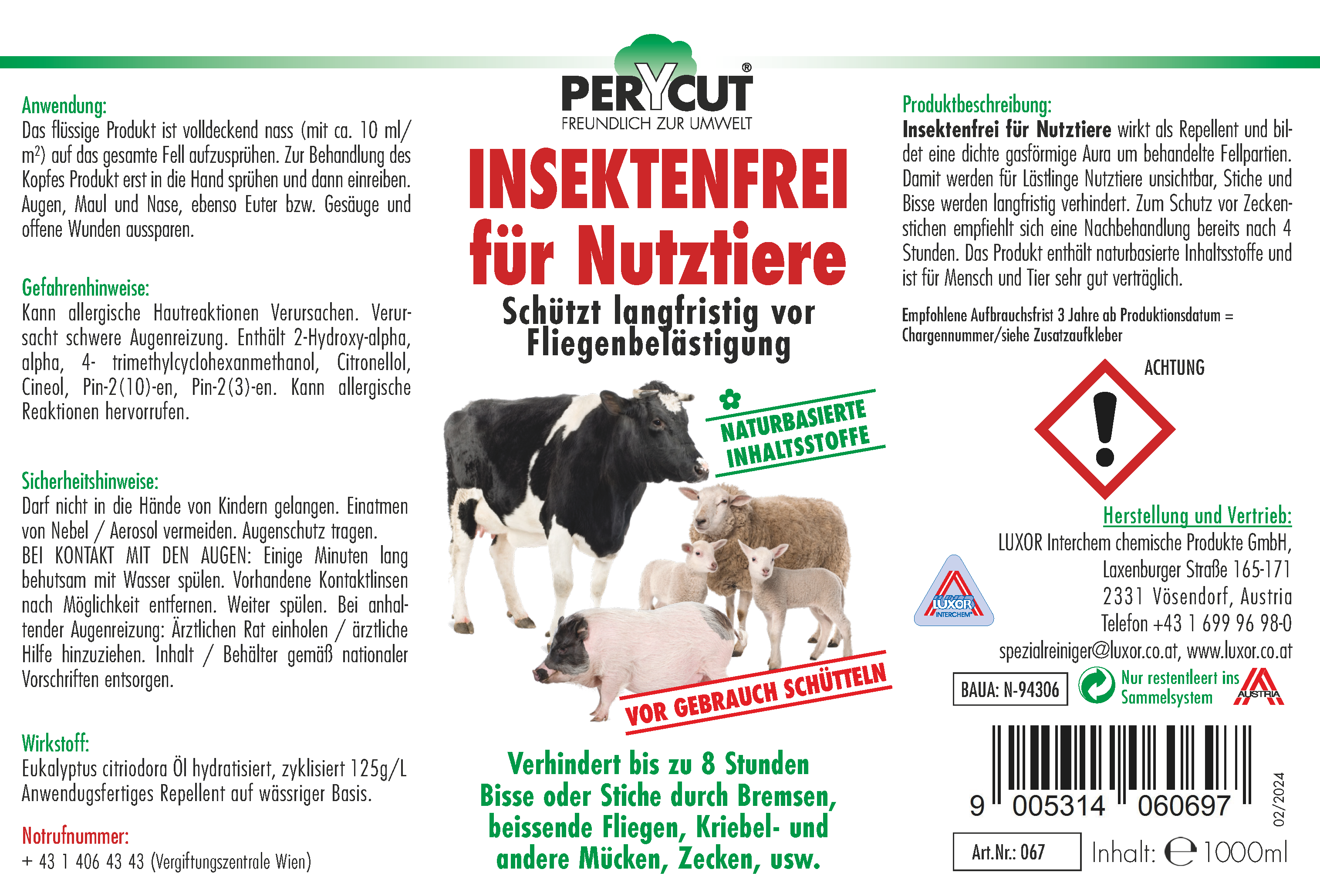 Insektenfrei für Nutztiere 1000 ml