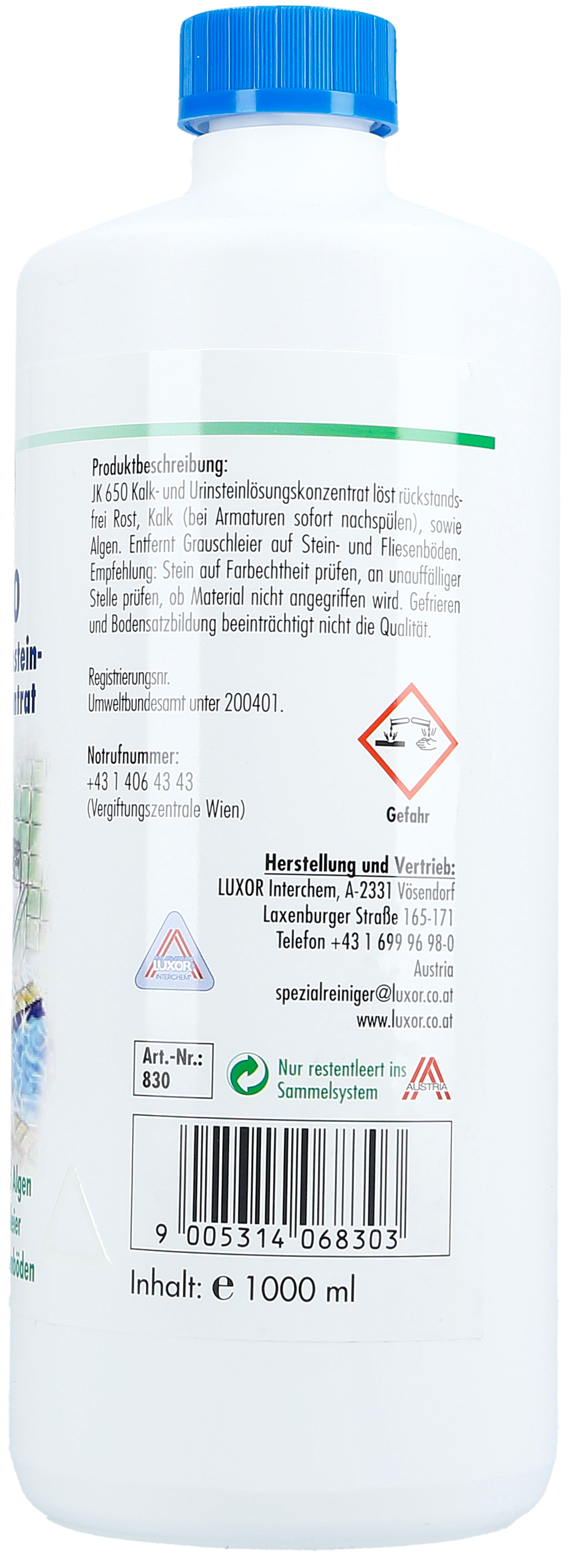 JK 650 Kalk- und Urinsteinlösungskonzentrat 1000 ml