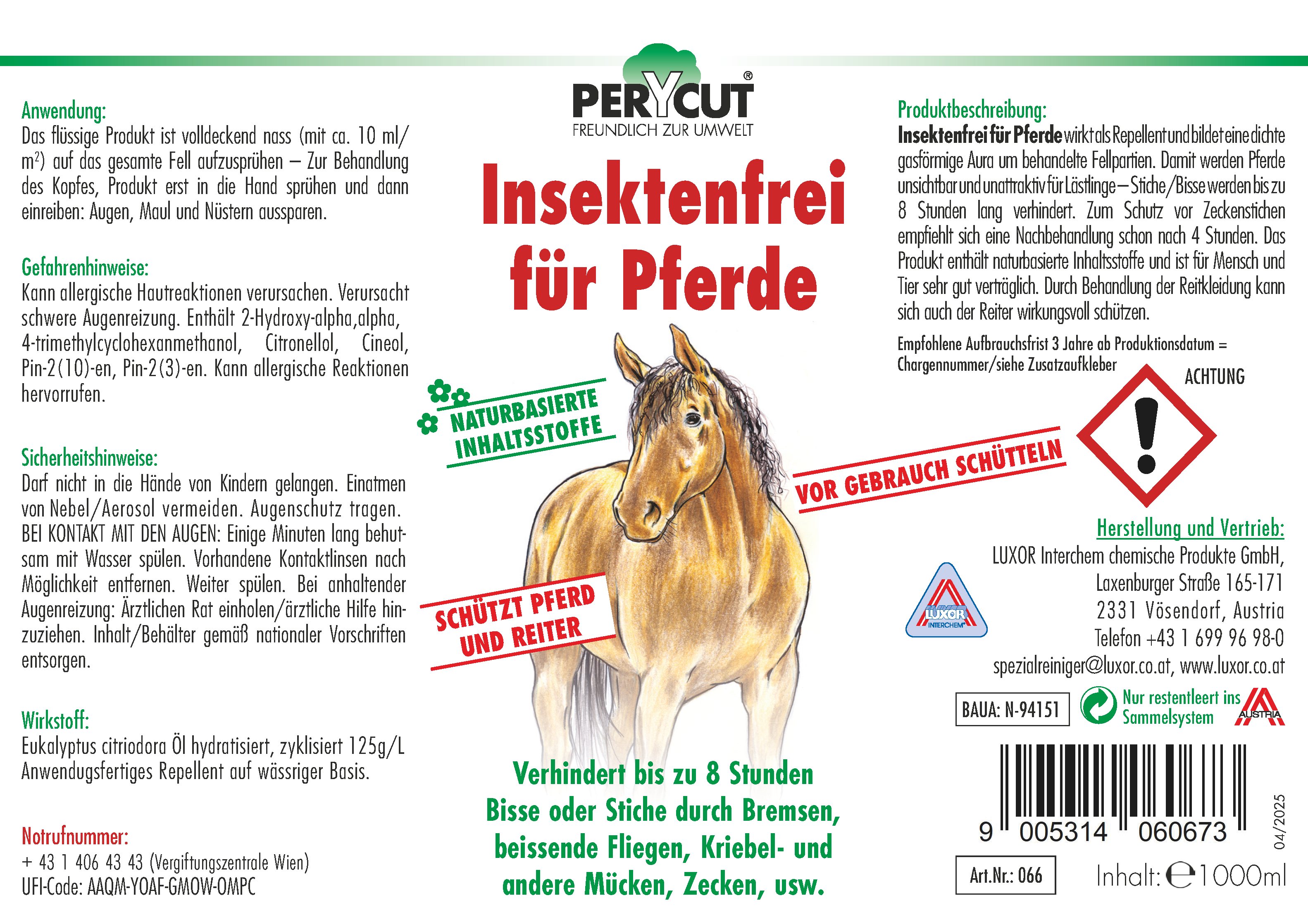 Insektenfrei für Pferde 1000 ml