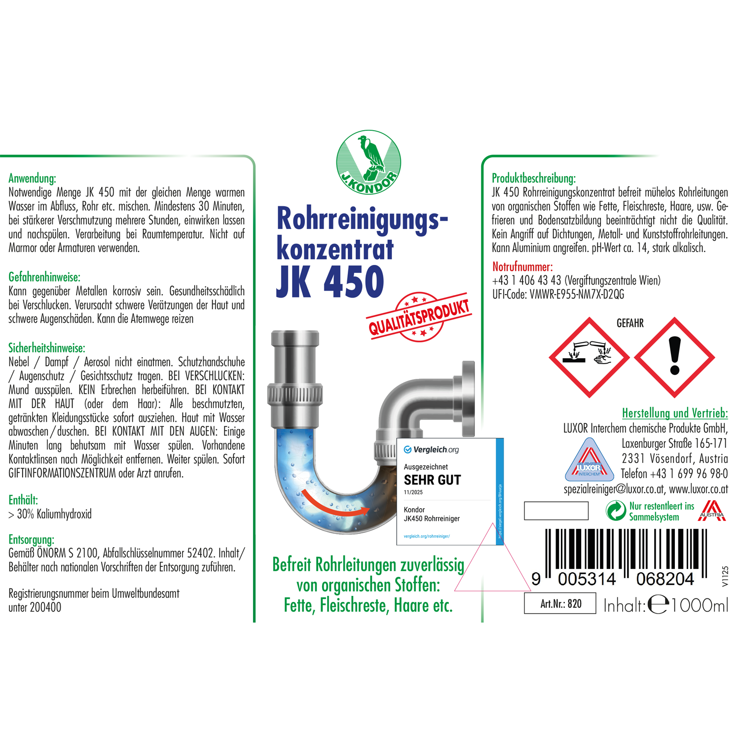 JK 450 Rohrreinigungskonzentrat 1000 ml