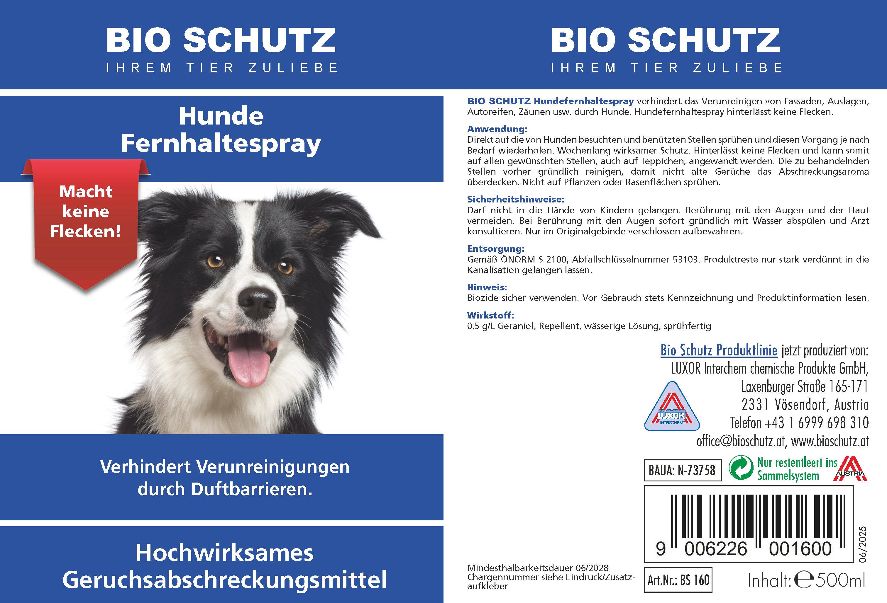 BIO SCHUTZ Hundefernhaltespray
