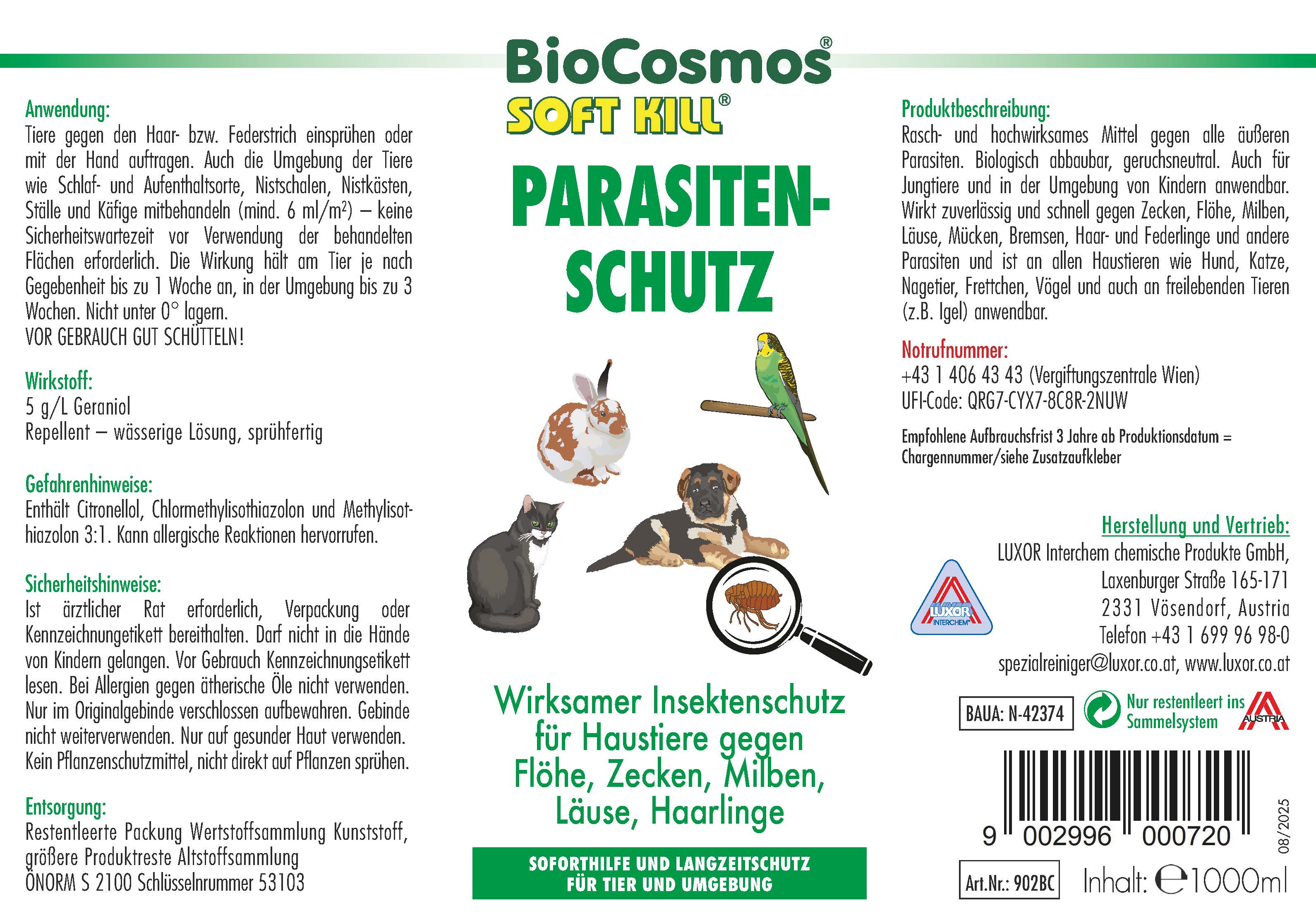 BioCosmos Soft Kill Parasitenschutz 1000 ml