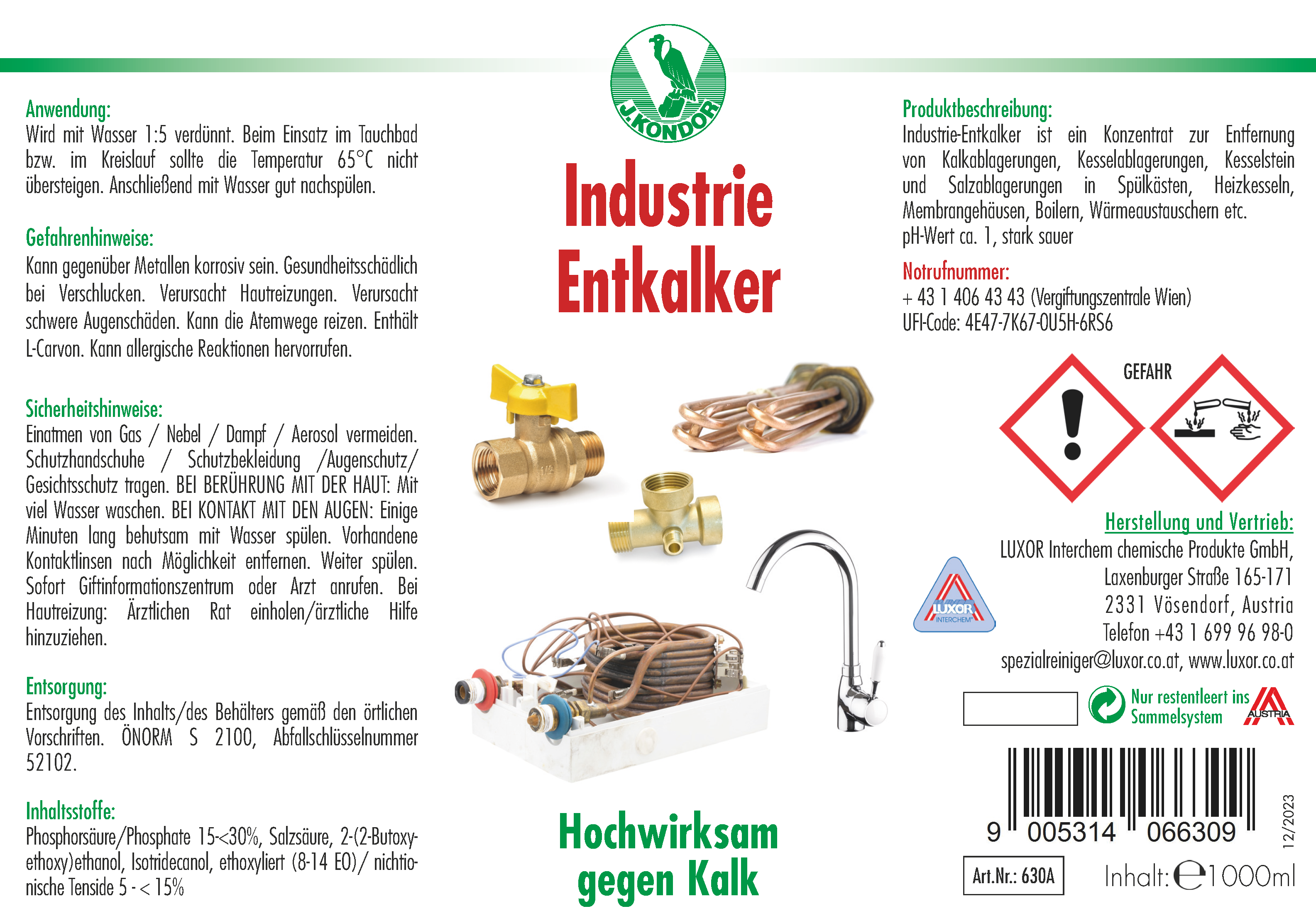 Industrie Entkalker 1000 ml