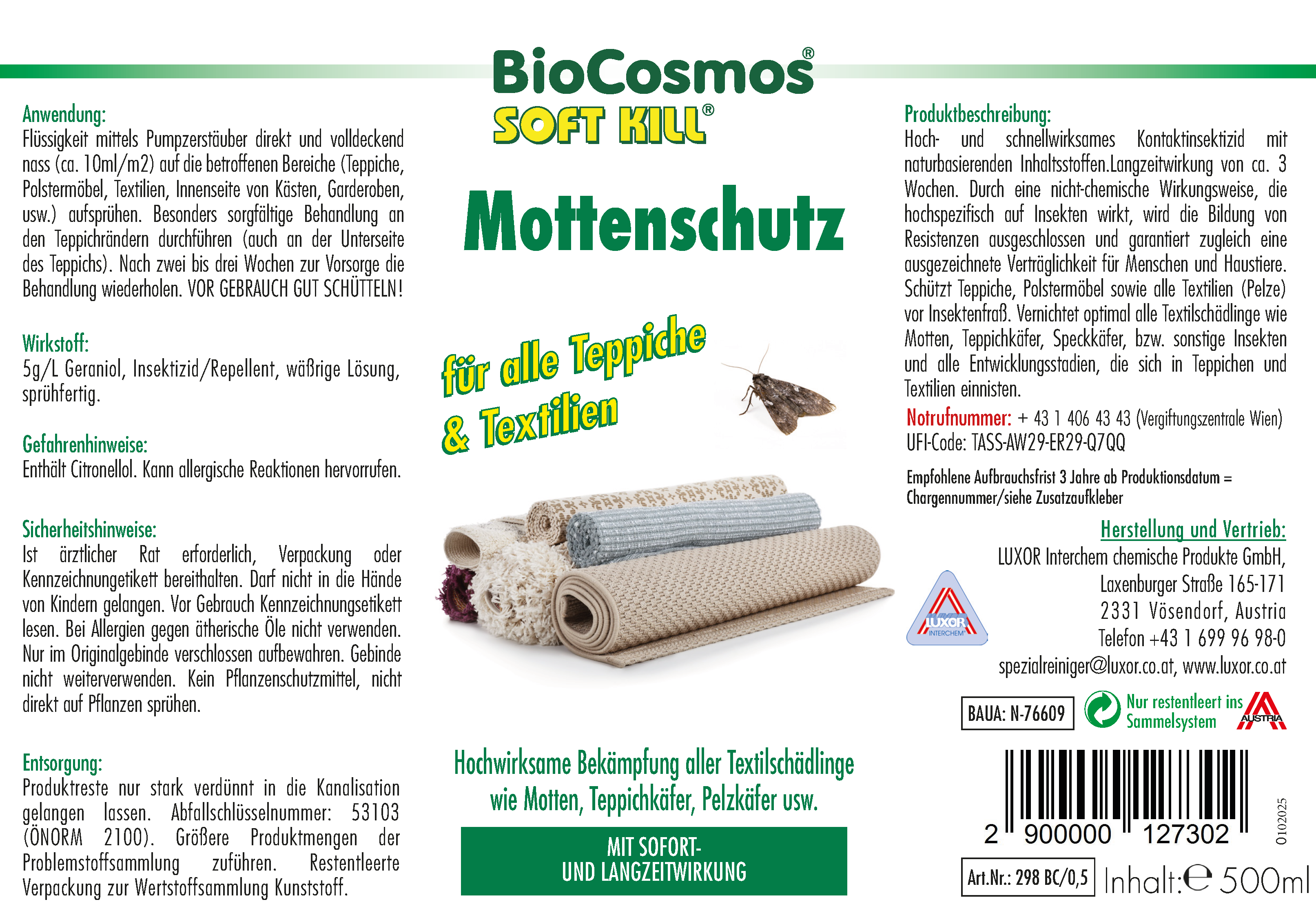 BioCosmos Soft Kill Mottenschutz 500 ml