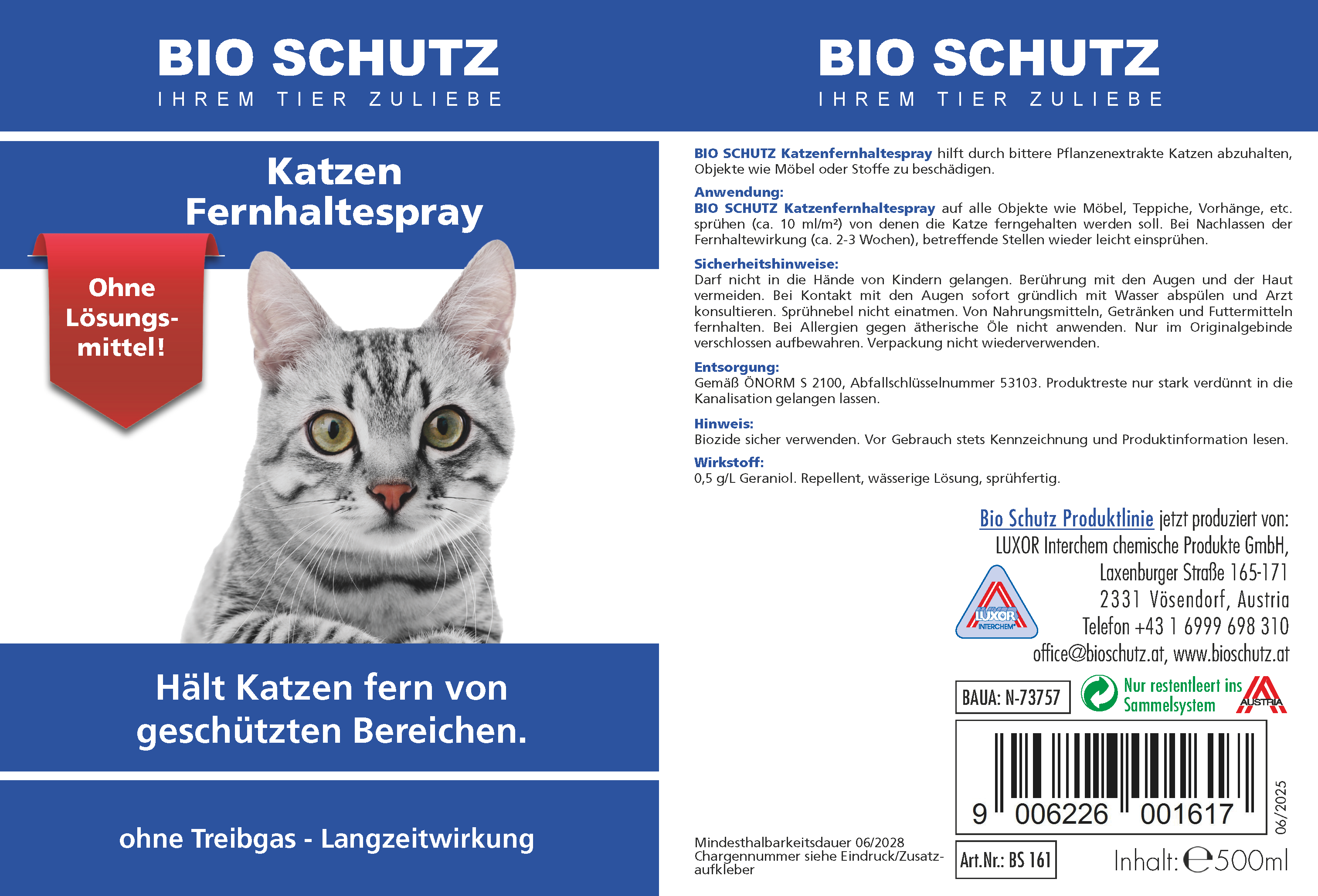 BIO SCHUTZ Katzenfernhaltespray