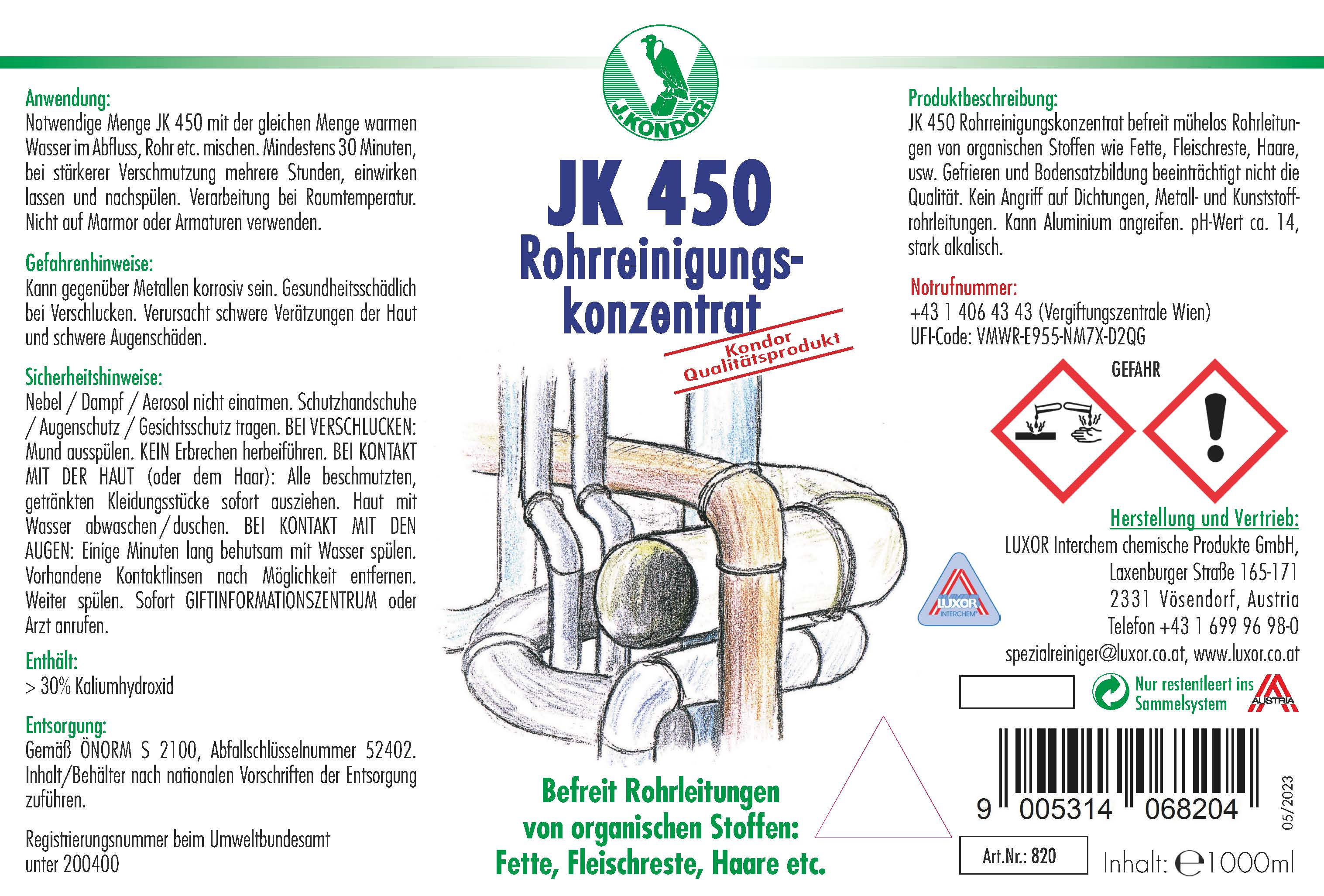 JK 450 Rohrreinigungskonzentrat 1000 ml