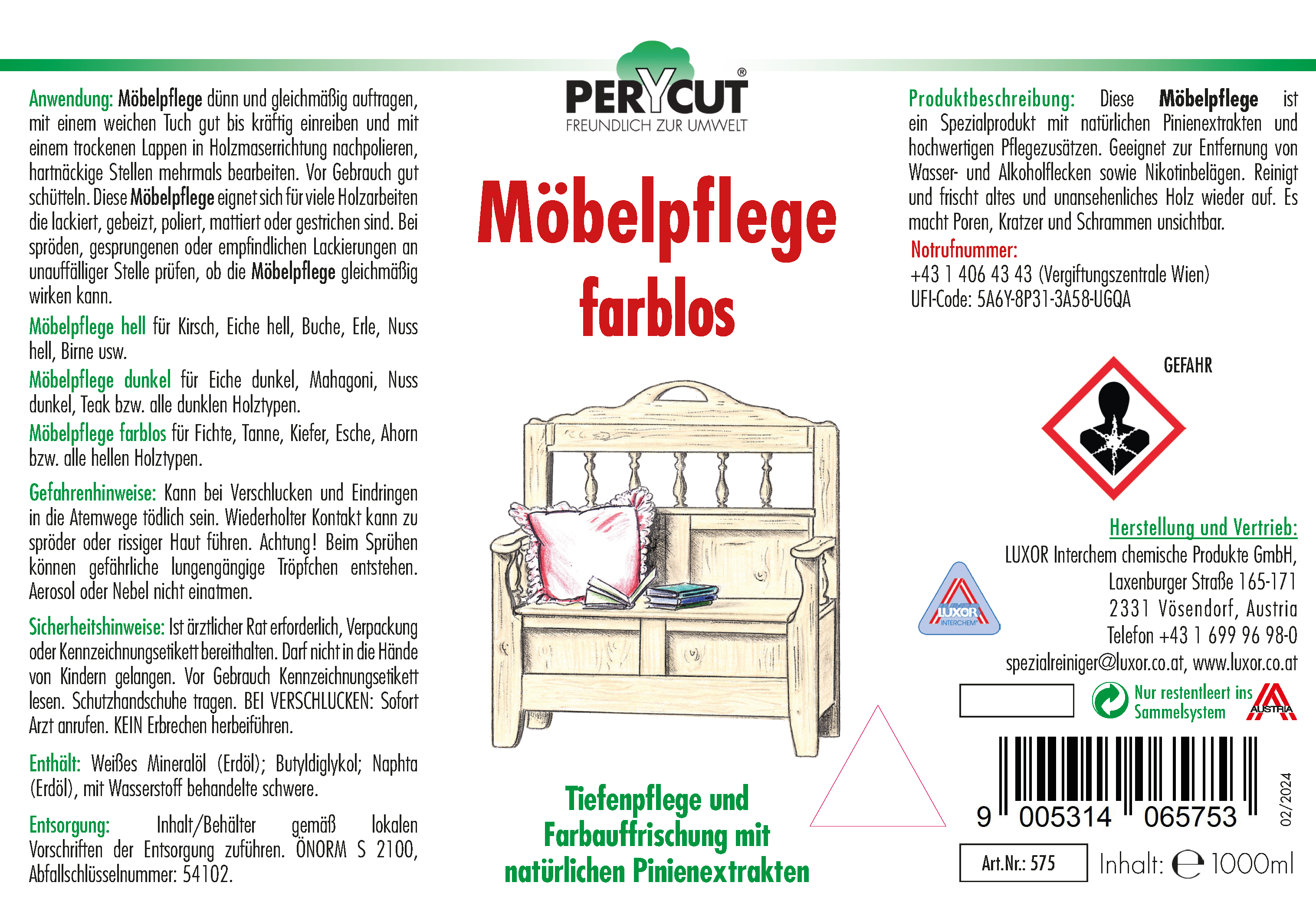 Möbelpflege farblos 1000 ml