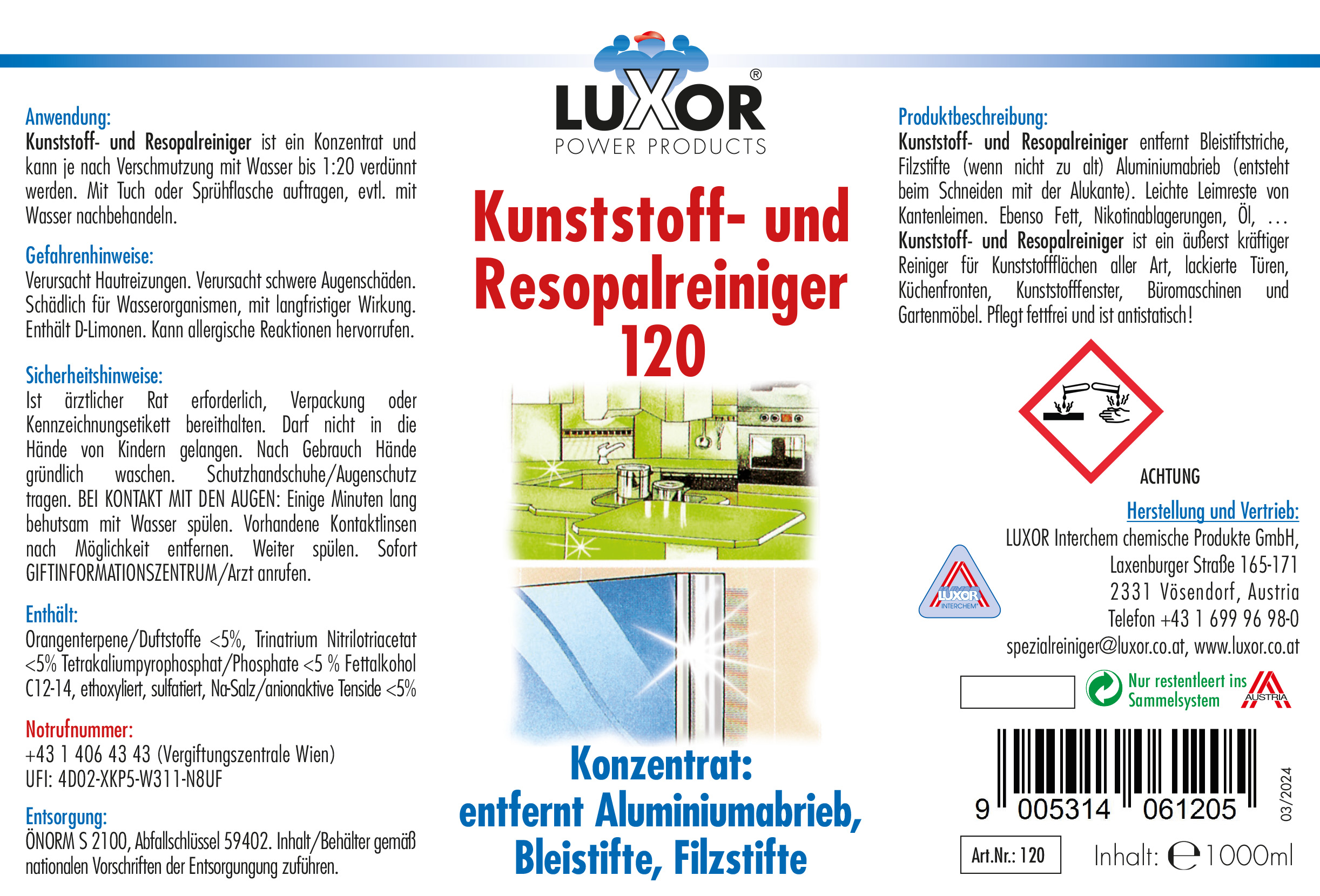 Kunststoff- & Resopalreiniger 1000 ml